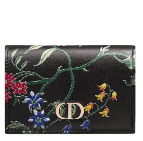 Dior Caro XS Wallet Black Calfskin with Multicolor Dior Petites 